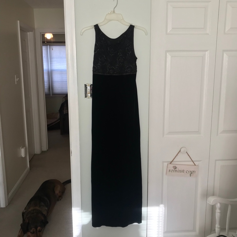 Long Black Dress with Lace Detail on Top
